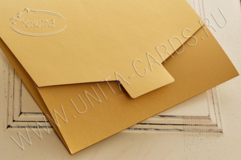 КВАДРАТ-Конверт из золотой дизайнерской бумаги 250 гр 03-3055K-maj