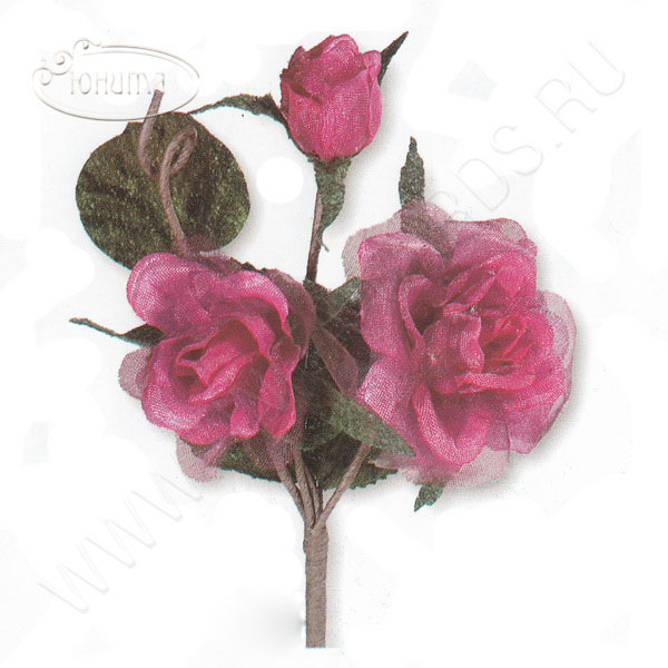 Бонбоньерка 18134 Букет из 3 роз цвет фуксия